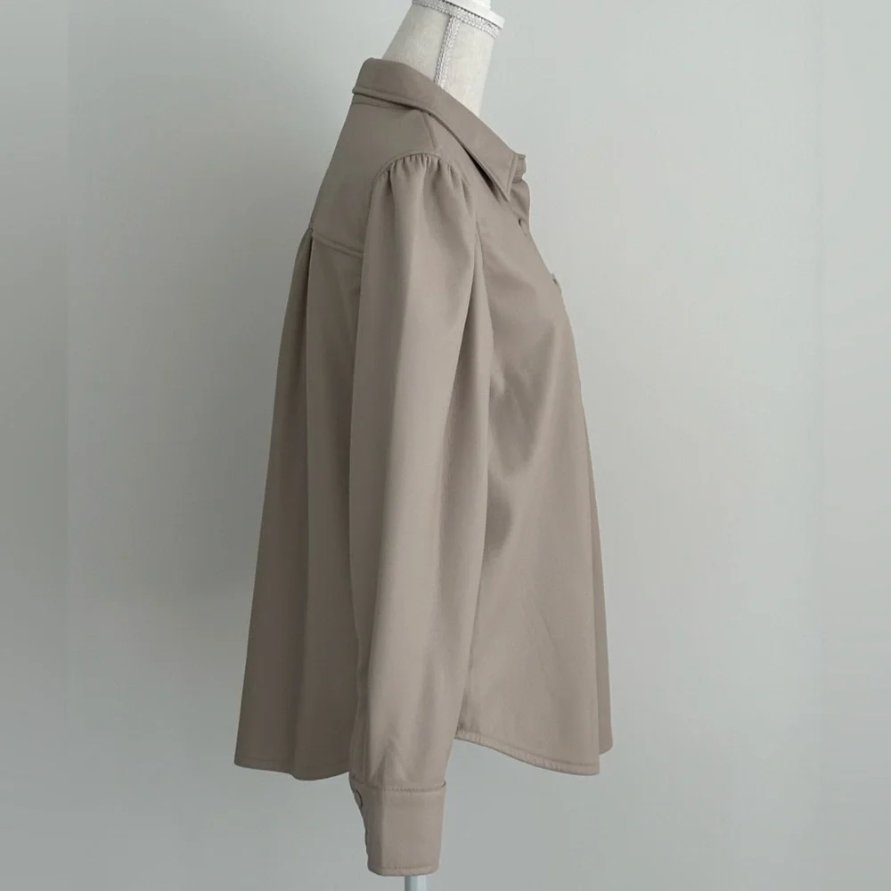 Tahari Button Down Faux Leather Jacket - Picture 3 of 10